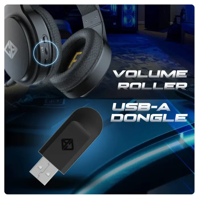 Cosmic Byte Inferno 2.4Ghz Wireless + Bluetooth + Wired Headphone Black - Image 5