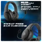 Cosmic Byte Inferno 2.4Ghz Wireless + Bluetooth + Wired Headphone Black - Image 4