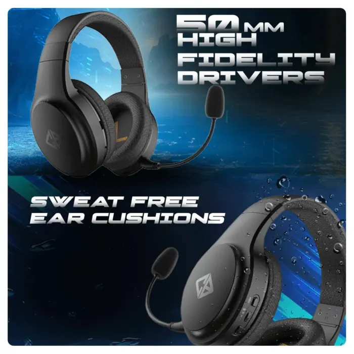 Cosmic Byte Inferno 2.4Ghz Wireless + Bluetooth + Wired Headphone Black - Image 4
