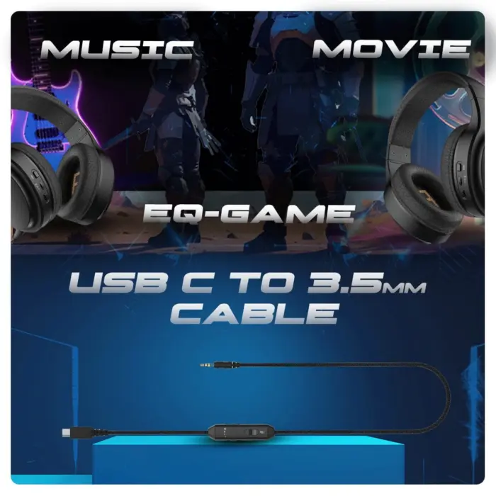 Cosmic Byte Inferno 2.4Ghz Wireless + Bluetooth + Wired Headphone Black - Image 3