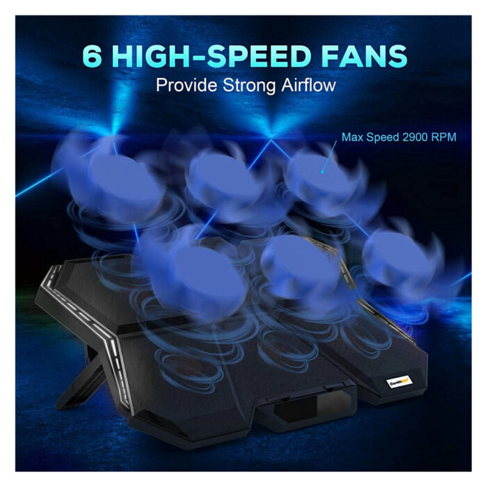 Cosmic Byte Meteoroid Laptop Cooling Pad, 6 Fan Design, LED Light, USB Ports, Support Upto 17" laptops (Blue) - Image 6