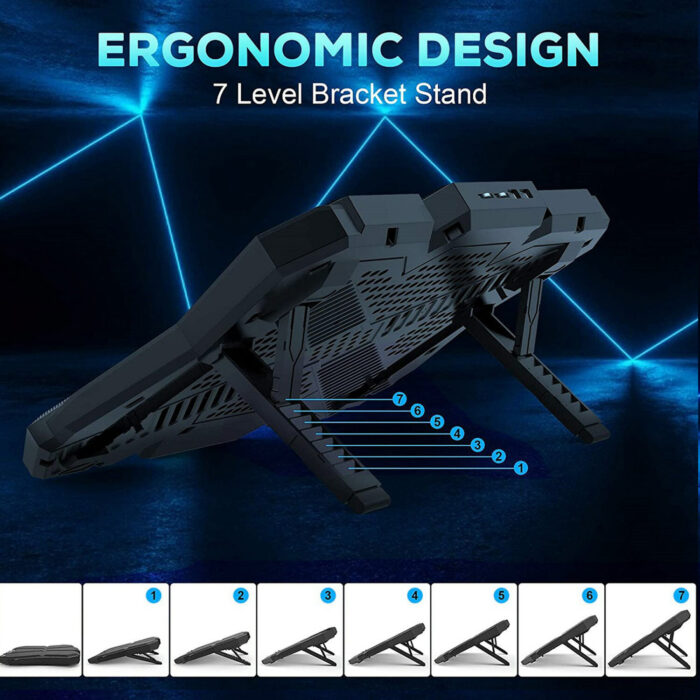 Cosmic Byte Meteoroid Laptop Cooling Pad, 6 Fan Design, LED Light, USB Ports, Support Upto 17" laptops (Blue) - Image 3