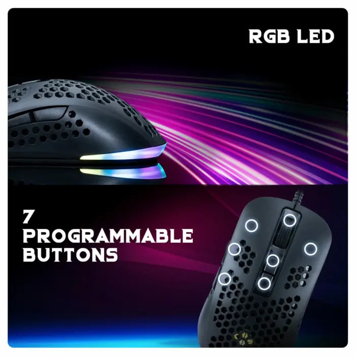 Cosmic Byte Orcus RGB Honeycomb Gaming Mouse with Software, Ultra Lightweight 74Grams, Braided Cable - Image 3