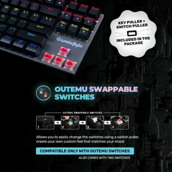 Cosmic Byte Pandora TKL Rainbow LED Mechanical Keyboard, Red Switches CB-GK-26 - Image 9