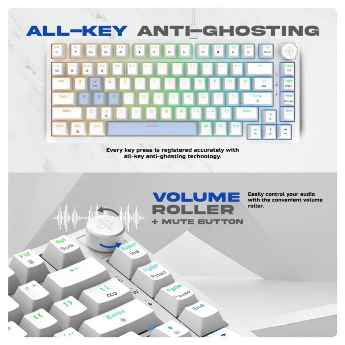 Cosmic Byte Phantom TKL GK42 Gasket Mechanical Wired Swappable Keyboard with PreLubed Switches (White) - Image 5