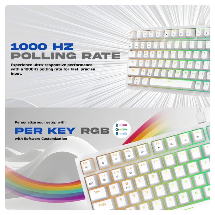 Cosmic Byte Phantom TKL GK42 Gasket Mechanical Wired Swappable Keyboard with PreLubed Switches (White) - Image 4