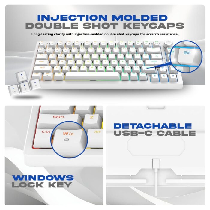 Cosmic Byte Phantom TKL GK42 Gasket Mechanical Wired Swappable Keyboard with PreLubed Switches (White) - Image 7