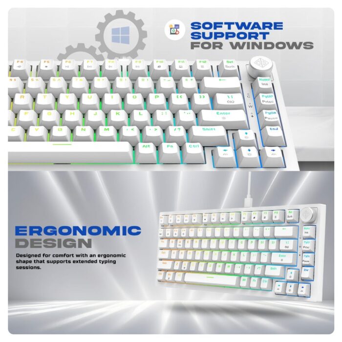 Cosmic Byte Phantom TKL GK42 Gasket Mechanical Wired Swappable Keyboard with PreLubed Switches (White) - Image 8
