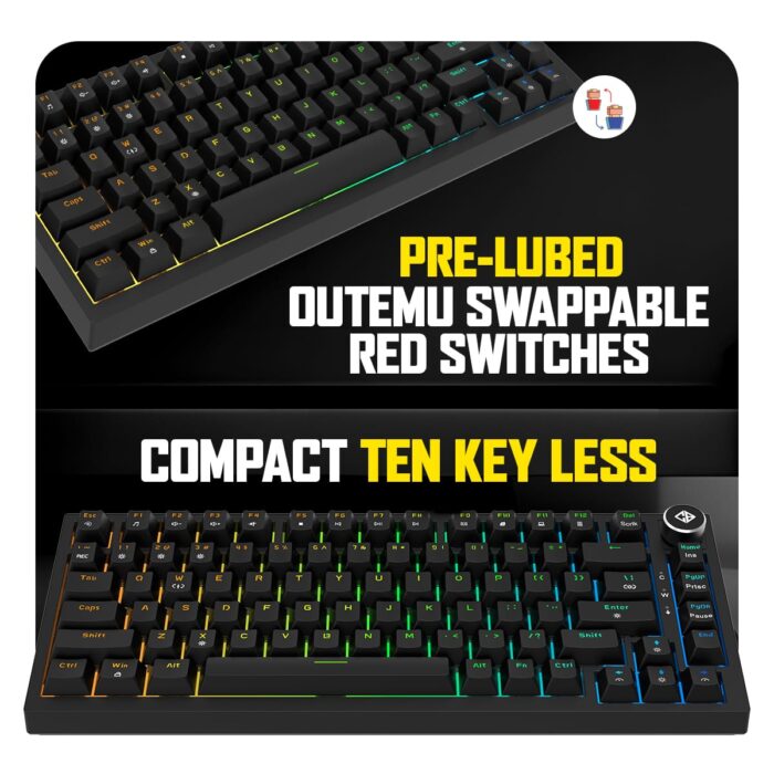 Cosmic Byte Phantom TKL GK43 Gasket Mechanical Wired Swappable Keyboard with PreLubed Switches (Black) - Image 7