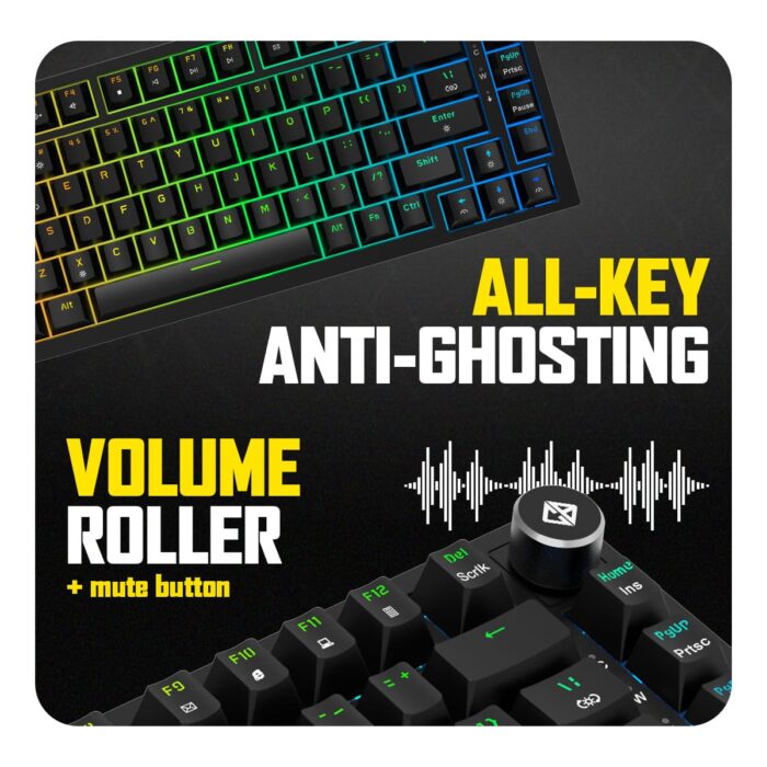 Cosmic Byte Phantom TKL GK43 Gasket Mechanical Wired Swappable Keyboard with PreLubed Switches (Black) - Image 6