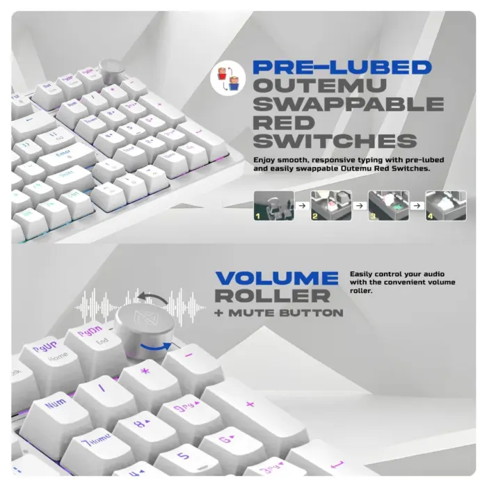 Cosmic Byte Phantom GK41 Gasket Mechanical Wired Swappable Keyboard with PreLubed Switches (White) - Image 6