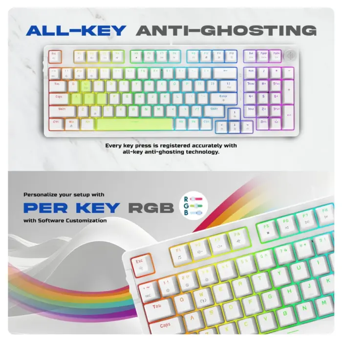 Cosmic Byte Phantom GK41 Gasket Mechanical Wired Swappable Keyboard with PreLubed Switches (White) - Image 5