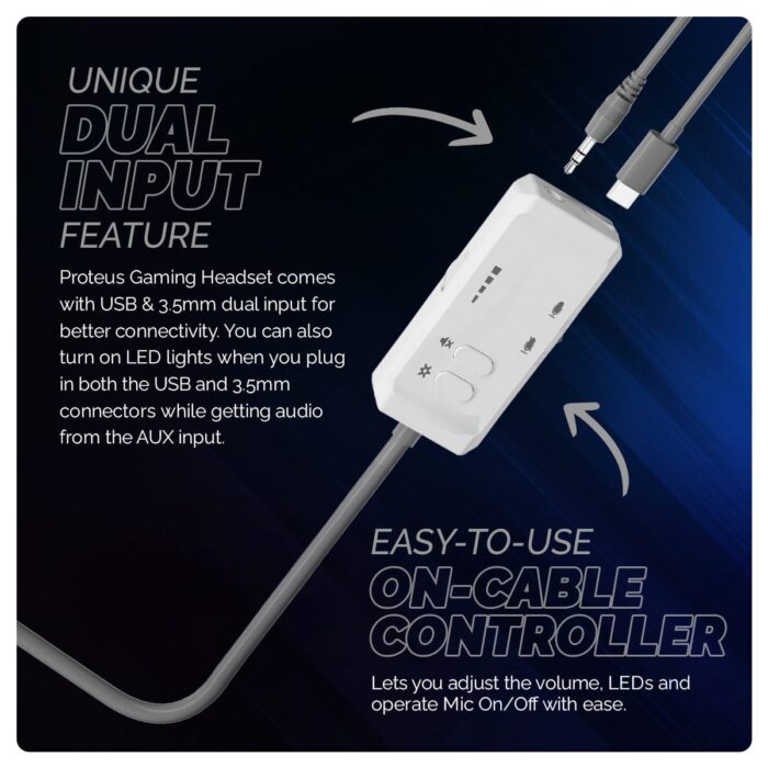 Cosmic Byte Proteus 7.1 RGB,Dual Input Headphone,ENC Microphone (Available Colours-White) - Image 5
