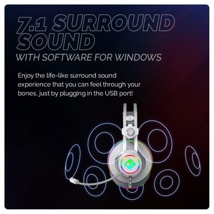 Cosmic Byte Proteus 7.1 RGB,Dual Input Headphone,ENC Microphone (Available Colours-White) - Image 4