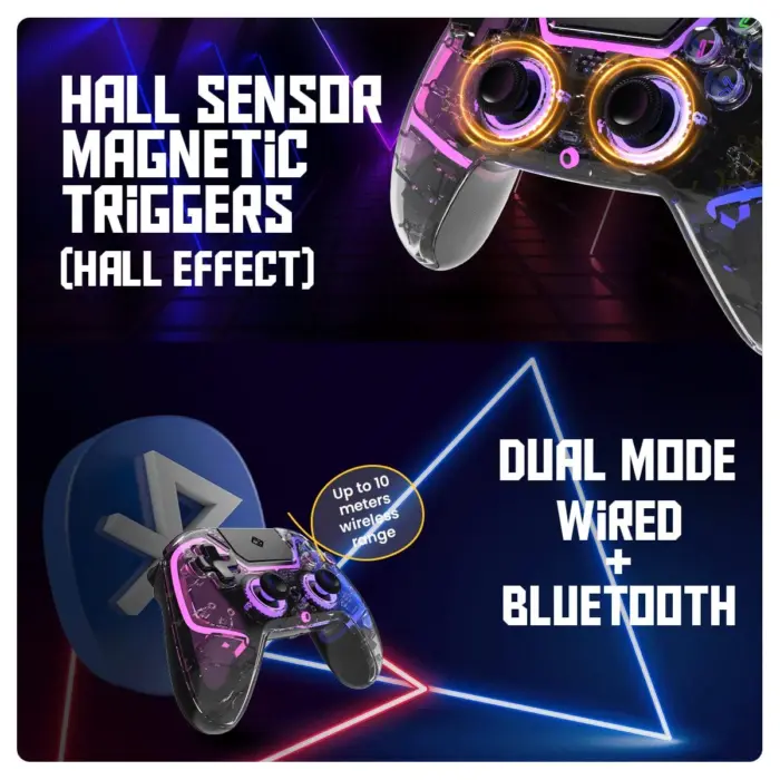Cosmic Byte Quantum Dual Mode Bluetooth + Wired Controller for PS4, PC, iOS, Android, Switch, Hall effect Triggers and Joystick - Image 3