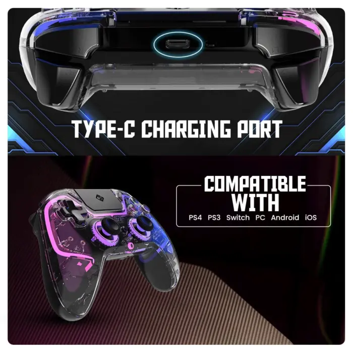 Cosmic Byte Quantum Dual Mode Bluetooth + Wired Controller for PS4, PC, iOS, Android, Switch, Hall effect Triggers and Joystick - Image 6
