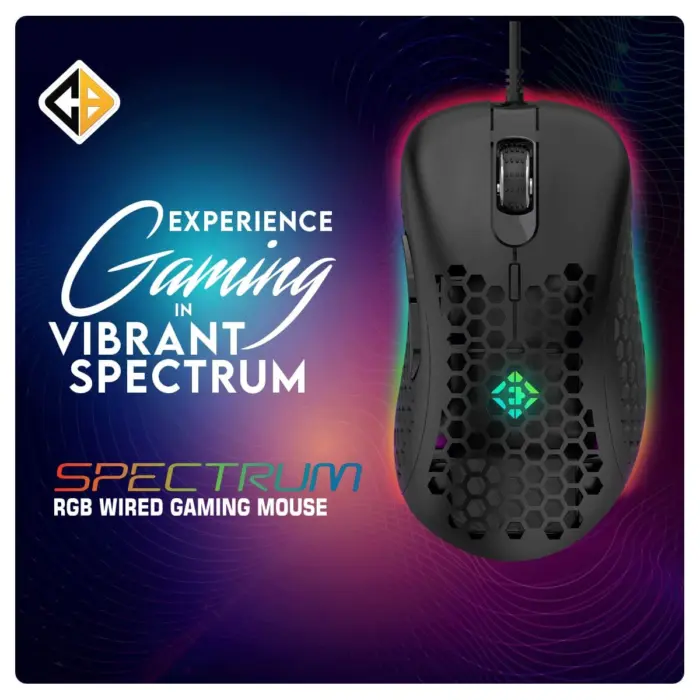 Cosmic Byte Spectrum, RGB Honeycomb Gaming Mouse,1000Hz Polling Rate,6 Buttons,Customizable DPI - Image 2