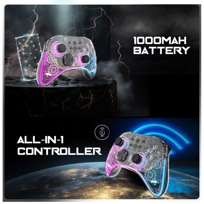 Cosmic Byte Stellaris Tri-Mode Wireless-Bluetooth-Wired Controller for PC, iOS, Android,Nintendo, Hall effect Trigger and Joystick Transparent - Image 2