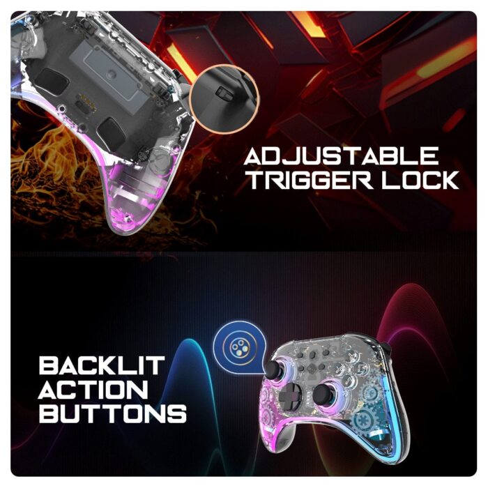 Cosmic Byte Stellaris Tri-Mode Wireless-Bluetooth-Wired Controller for PC, iOS, Android,Nintendo, Hall effect Trigger and Joystick Transparent - Image 5