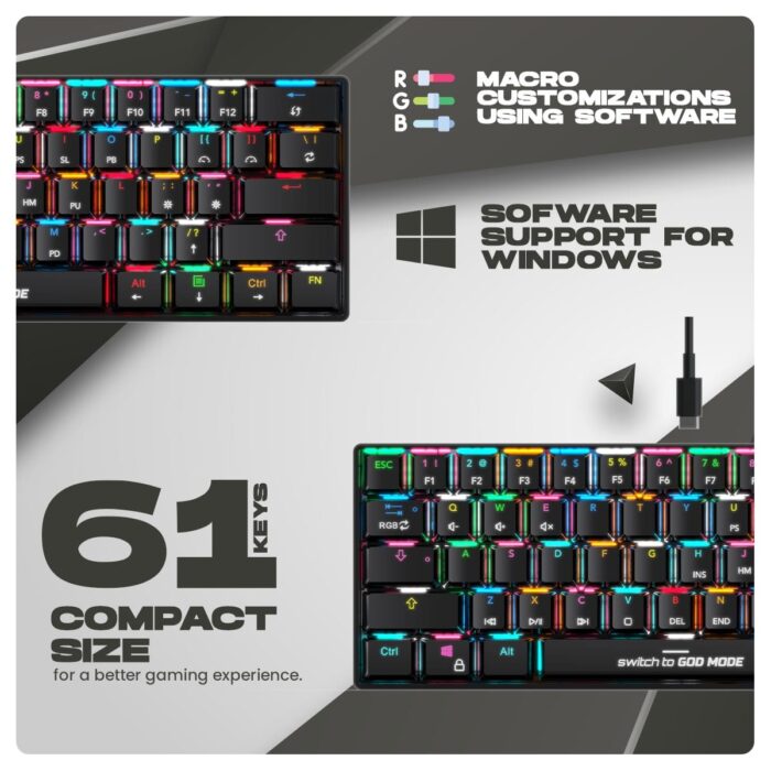Cosmic Byte Themis 61 key Mechanical Per Key RGB Keyboard with Software,Outemu Blue Switch - Image 3