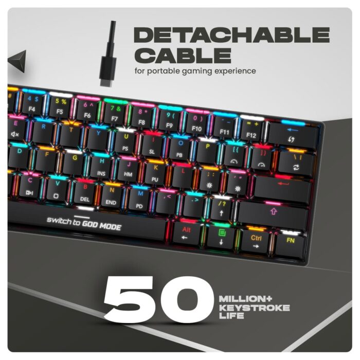 Cosmic Byte Themis 61 key Mechanical Per Key RGB Keyboard with Software,Outemu Red Switch - Image 2