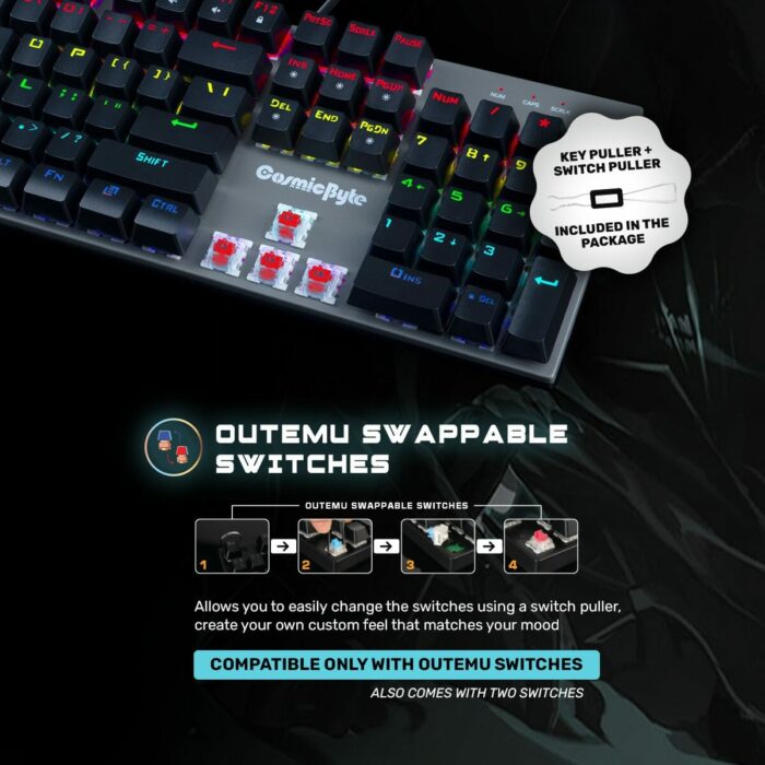 Cosmic Byte Vanth Full Length Rainbow LED Mechanical Keyboard, Outemu Red Switch - Image 3