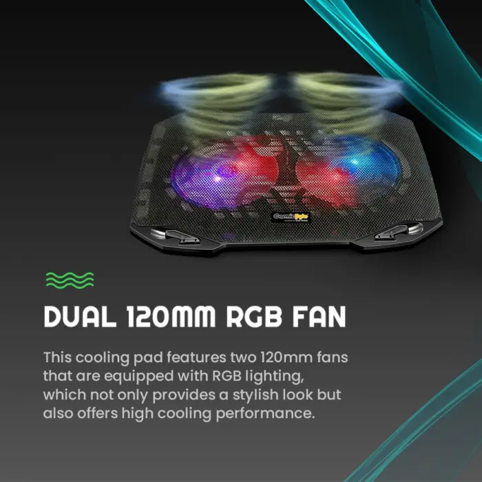 Cosmic Byte Wind RGB Laptop Cooling Pad,2 fan design,supports upto 15.6" laptops - Image 8