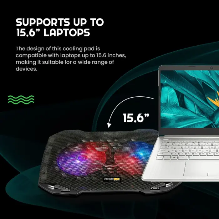 Cosmic Byte Wind RGB Laptop Cooling Pad,2 fan design,supports upto 15.6" laptops - Image 7