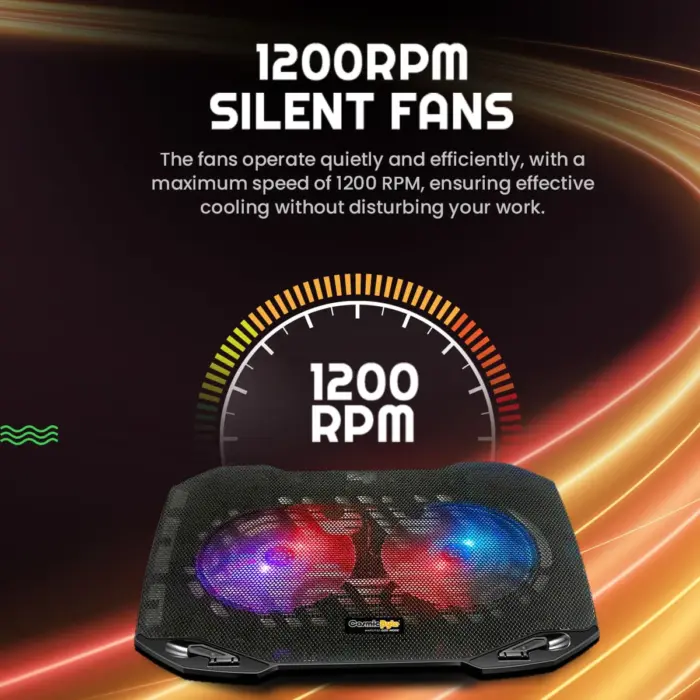Cosmic Byte Wind RGB Laptop Cooling Pad,2 fan design,supports upto 15.6" laptops - Image 5