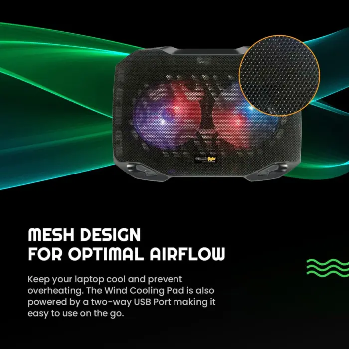 Cosmic Byte Wind RGB Laptop Cooling Pad,2 fan design,supports upto 15.6" laptops - Image 4