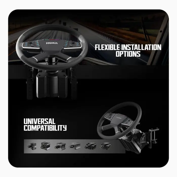 Cosmic Byte Moza Trucking Racing Bundle for PC, R5 Wheelbase, TSW Truck Wheel, SR-P Lite Pedals, Clamp for Truck Wheel - Image 9