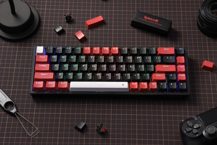 Redragon Castor K631 Pro - 65% Bluetooth + 2.4Ghz Wireless + Wired RGB Mechanical Keyboard (Red Switch)Magicwand SE K655 75% Wired Mechanical Keyboard White and Grey (Quiet Linear Red Switch) - Image 5
