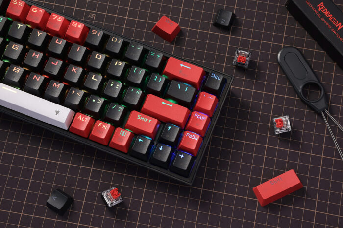 Redragon Castor K631 Pro - 65% Bluetooth + 2.4Ghz Wireless + Wired RGB Mechanical Keyboard (Red Switch)Magicwand SE K655 75% Wired Mechanical Keyboard White and Grey (Quiet Linear Red Switch) - Image 3