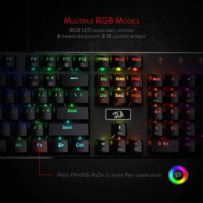 Redragon Devarajas K556 - 104 Keys Wired Mechanical Keyboard (Brown Switch) - Image 4