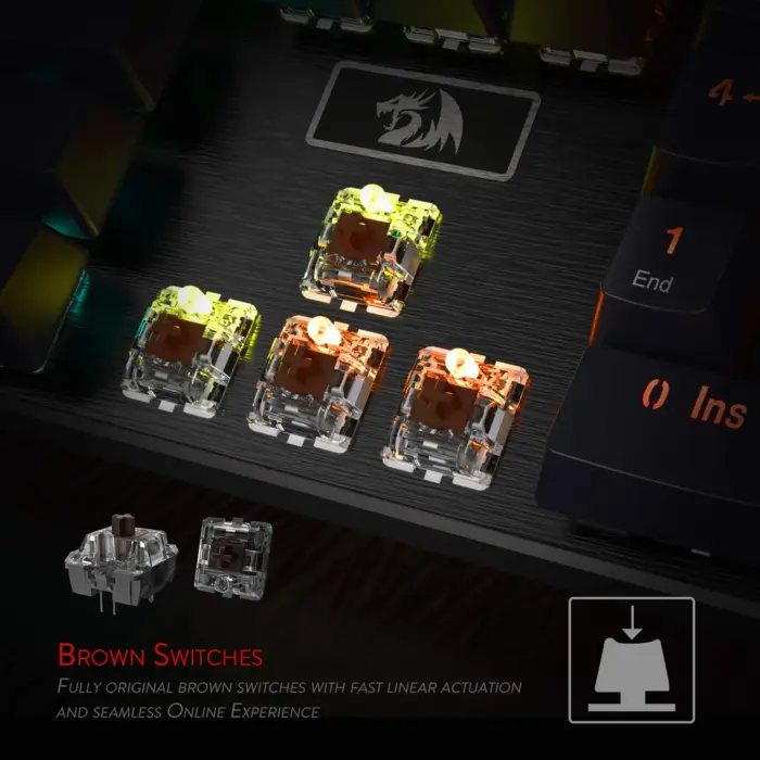 Redragon Devarajas K556 - 104 Keys Wired Mechanical Keyboard (Brown Switch) - Image 5