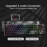 Redragon Dharma Pro K556 Pro - 104 Keys Bluetooth+2.4Ghz+Wired Mechanical Keyboard (Quiet Linear Red Switch) - Image 2