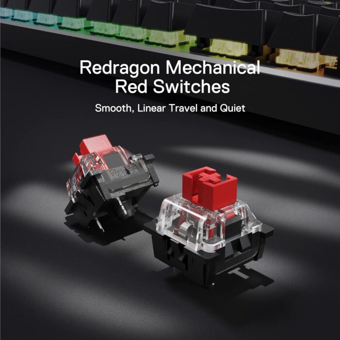 Redragon Dharma Pro K556 Pro - 104 Keys Bluetooth+2.4Ghz+Wired Mechanical Keyboard (Quiet Linear Red Switch) - Image 6