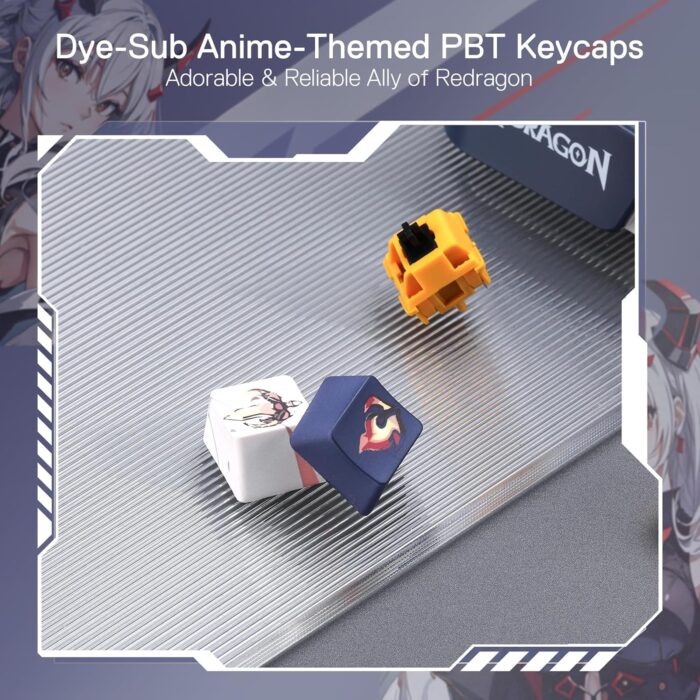 Redragon Eisa Pro K686 Pro Wired+2.4Ghz+BT Mechanical Keyboard Anime Theme (Custom Hi-Fi Linear Switch) - Image 3