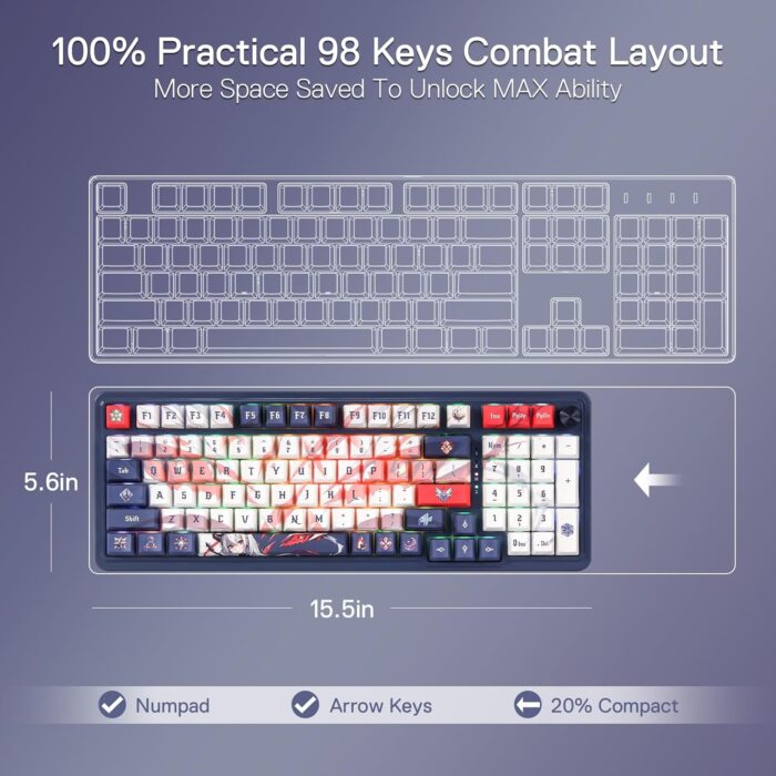 Redragon Eisa Pro K686 Pro Wired+2.4Ghz+BT Mechanical Keyboard Anime Theme (Custom Hi-Fi Linear Switch) - Image 7