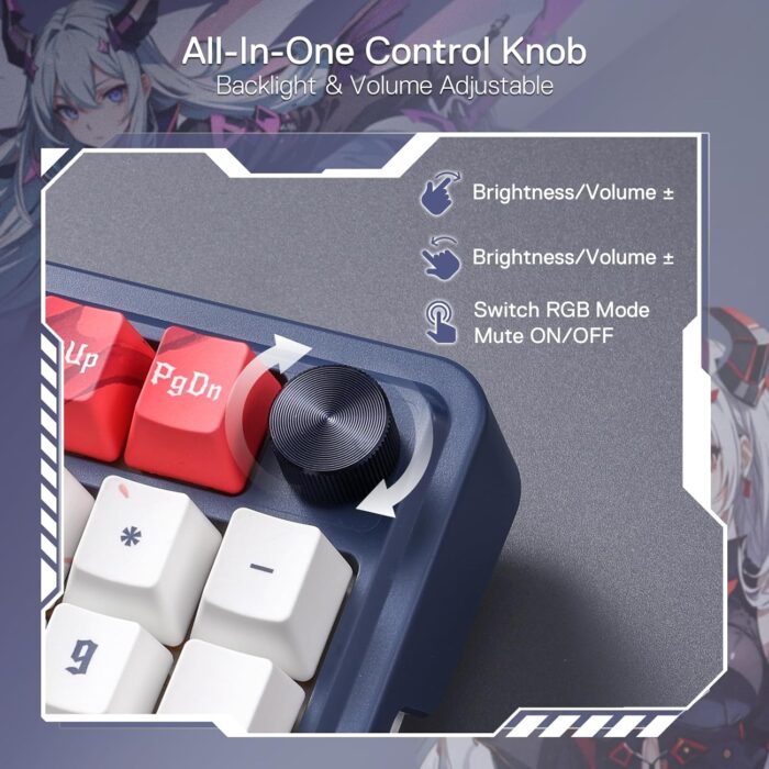 Redragon Eisa Pro K686 Pro Wired+2.4Ghz+BT Mechanical Keyboard Anime Theme (Custom Hi-Fi Linear Switch) - Image 8