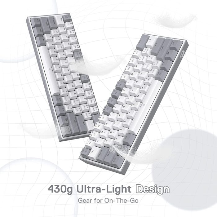 Redragon Fizz K617 - 60% Wired Mechanical Keyboard White and Grey (Red Switches) - Image 3