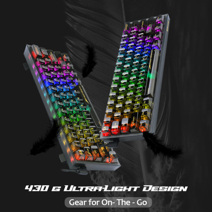 Redragon Fizz K617 - 60% Wired Mechanical Keyboard Black Transparent (Translucent Custom Switch) - Image 3