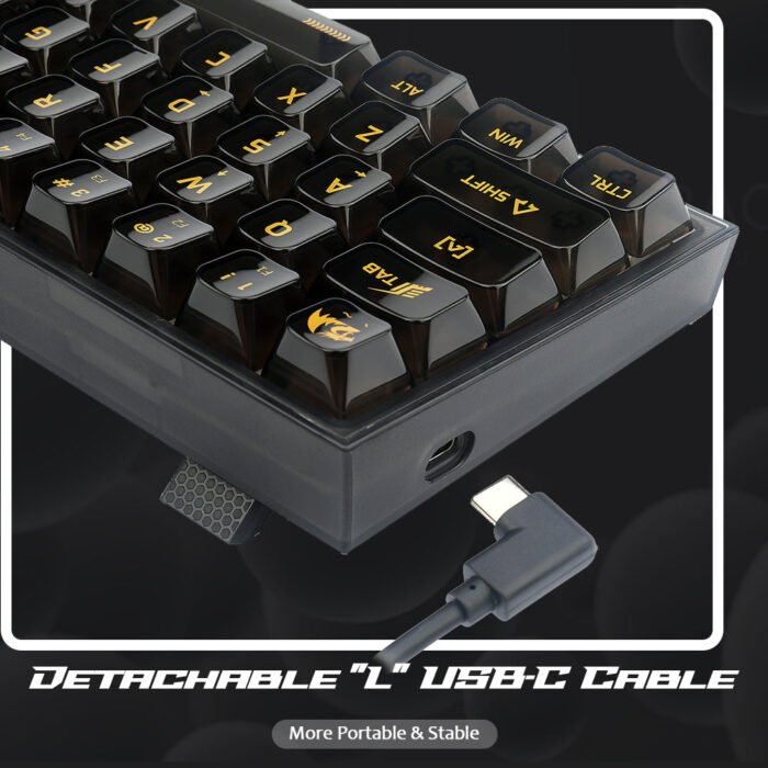 Redragon Fizz K617 - 60% Wired Mechanical Keyboard Black Transparent (Translucent Custom Switch) - Image 5