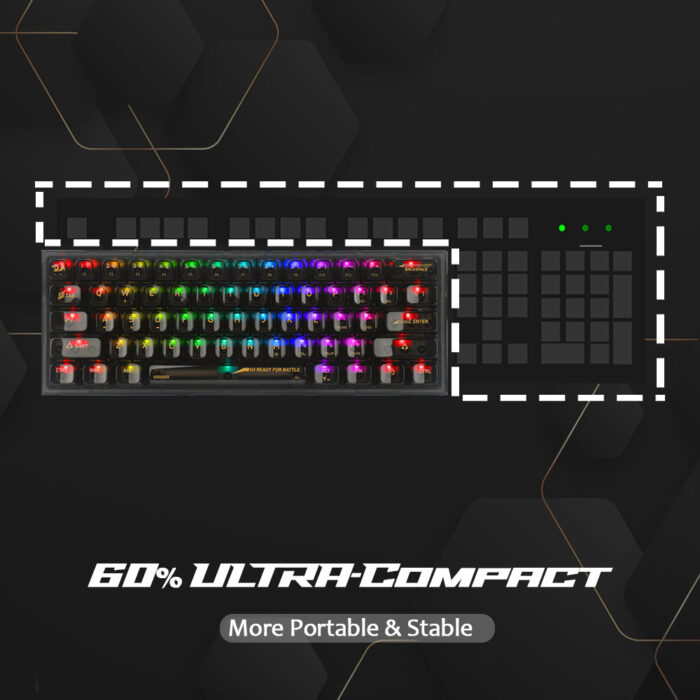 Redragon Fizz K617 - 60% Wired Mechanical Keyboard Black Transparent (Translucent Custom Switch) - Image 6