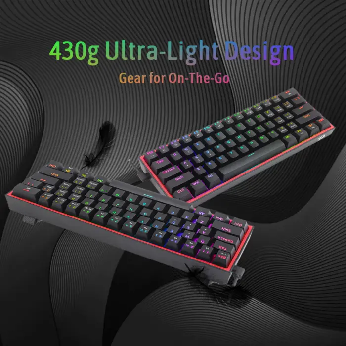Redragon Fizz K617 - 60% Wired Mechanical Keyboard Black (Red Switches) - Image 3