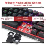 Redragon Fizz K617 - 60% Wired Mechanical Keyboard Black (Red Switches) - Image 4