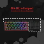 Redragon Fizz K617 - 60% Wired Mechanical Keyboard Black (Red Switches) - Image 6