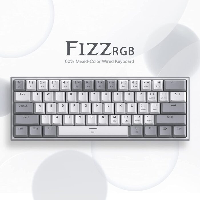 Redragon Fizz Pro K616 - 60% Wired+2.4Ghz+BT Mechanical Keyboard Grey and White (Red Switch) - Image 6