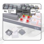Redragon Fizz Pro K616 - 60% Wired+2.4Ghz+BT Mechanical Keyboard Grey and White (Red Switch) - Image 3