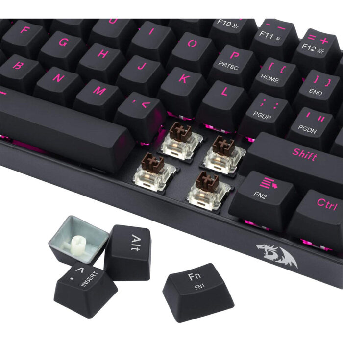 Redragon Dragon Born K630 - 60% Wired Mechanical Keyboard Pink LED (Brown Switch) - Image 7